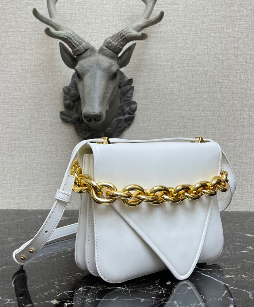 Bottega Veneta Small Mount Leather Envelope Bag White